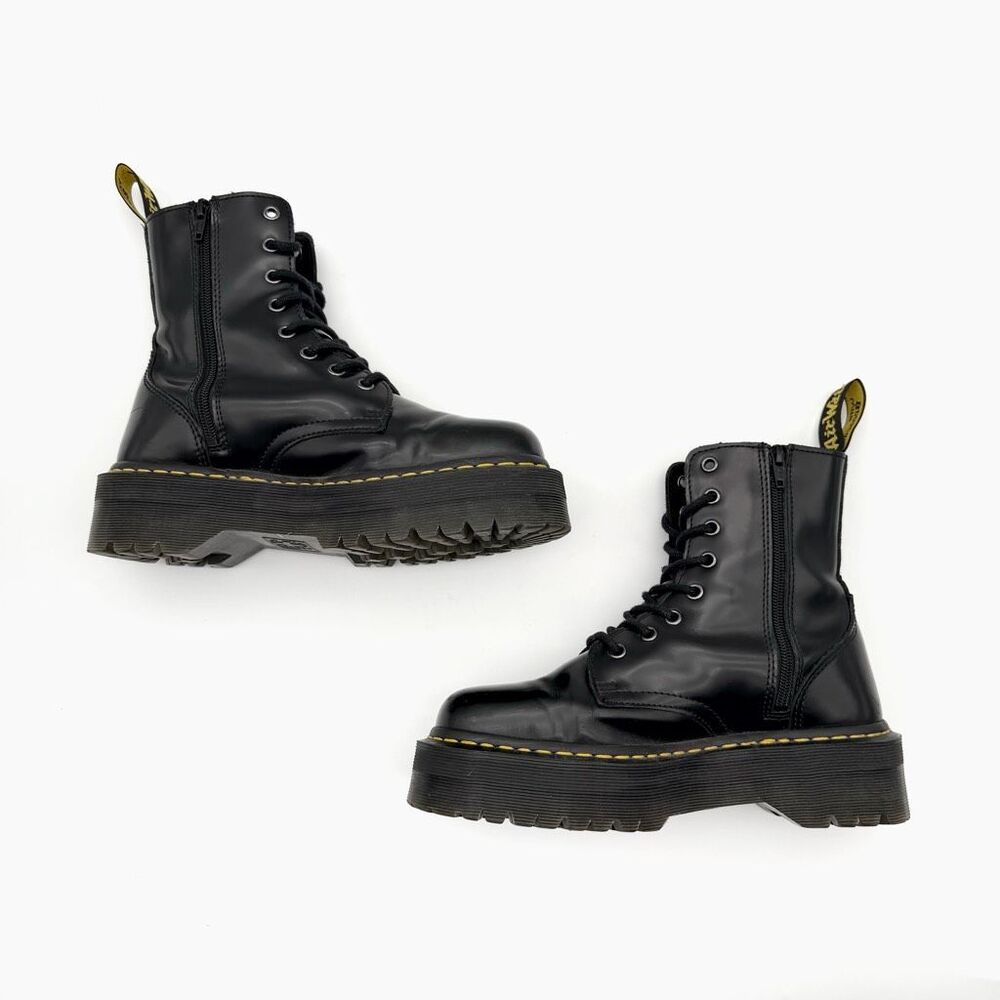 DR MARTENS Jadon Black Smooth Boots Size US 7 Side Zip Leather Platform - Picture 4 of 14